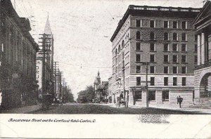 Postcard Tuscarawas Street Courtland Hotel Canton OH 1907