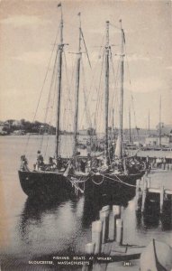 Fishing Sailing Boats Gloucester Massachusetts 1940s postcard