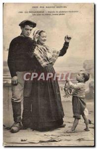 Douarnenez Old Postcard Family sardine fishermen Joys back good fishing marin...