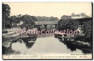 Old Postcard Villeneuve Saint Georges View On I'Yerres And The Bridge Of Railway