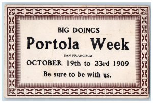 c1909 Big Doings Portola Week San Francisco California CA Advertising Postcard