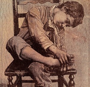 Boy With An Injured Foot 1892 Victorian Art Woodcut Printing Ephemera DWY10A