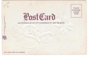 Valentine Postcard Cupid Angel Riding on Dove Shamrock 