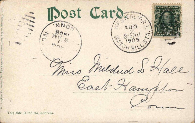 Watch Hill RI East Beach c1905 Postcard 