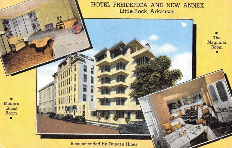 Little Rock Arkansas Hotel Freiderica Multiview Antique Postcard K35942