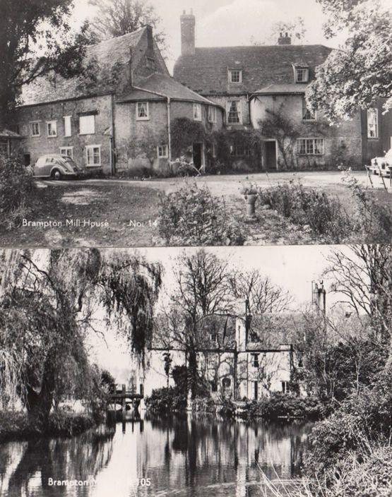 Brampton Huntingdon Moored Boats Mill House Vintage Real Photo 2x Postcard s