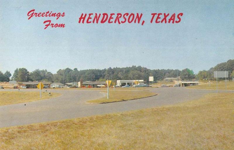 Henderson Texas Traffic Circle Street View Vintage Postcard K54195