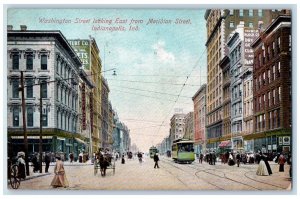 1908 Washington St Looking East Meridian Street Indianapolis Indiana IN Postcard