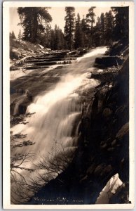 Staircase Falls Near Yosemite National Park Real Photo RPPC Postcard