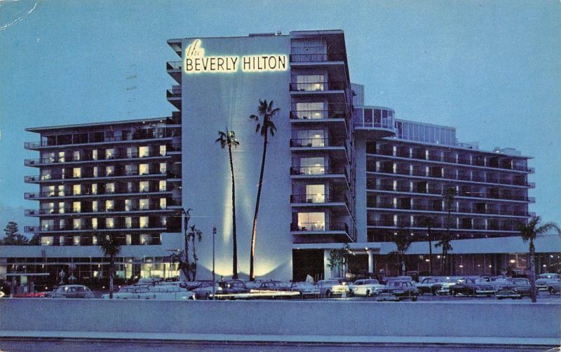 Beverly Hills California 1958 Postcard The Beverly Hilton Hotel 