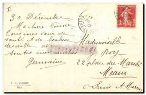 Old Postcard Fancy Happy new year Biche