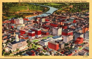 Tennessee Nashville Aeroplane View Showing State Capitol and Memorial Square