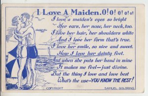 P2561,  old comedy postcard i love a maiden 0,0,0, etc read