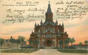 c1904 Postcard; Malmö, St. Pauli kyrka och Dahlgrenska stiftelsen, Sweden Posted