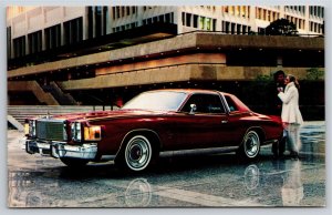 Transportation~Red Chrysler Cordoba~Car On Square~Vintage Postcard