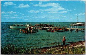 1960's Long Island New York Boating Paradise Bays & Small Dock Posted Postcard