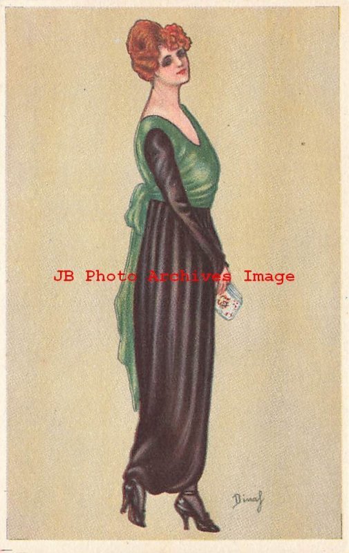 Set of 6 Postcards, Dinaf, URS No 452,Women Wearing Fancy Art Deco Fashion Dress