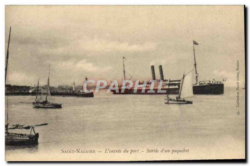 Postcard Old Saintt Nazaire L & # 39entree port liner output Charter