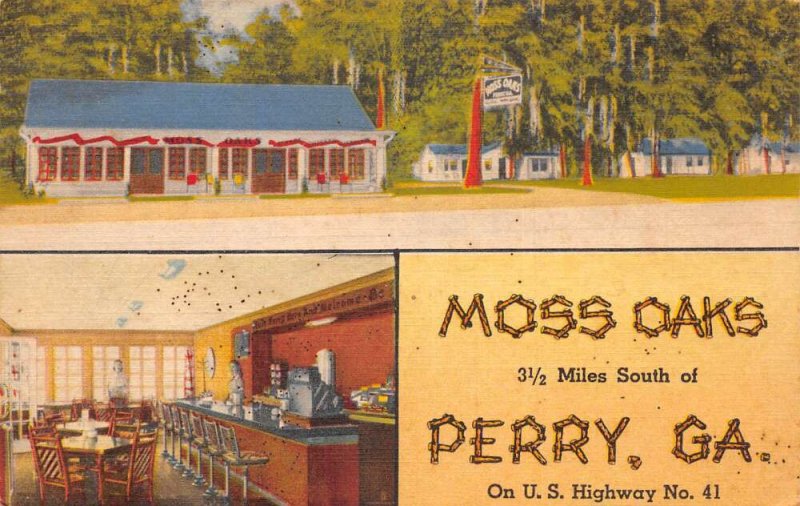 Perry Georgia Moss Oaks Cottages and Restaurant Vintage Postcard AA59723