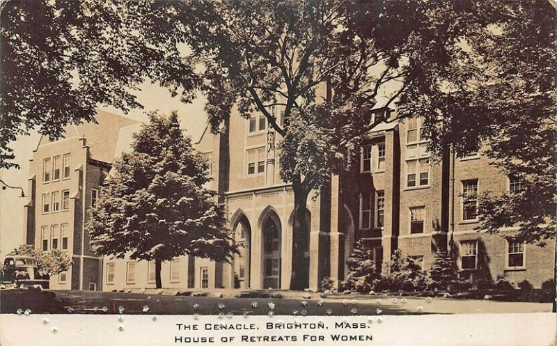 Brighton MA House of Retreats For Women Braille? Real Photo Postcard