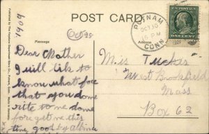 Putnam CT RR Train Station Depot 1909 Used Postcard