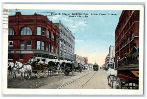 1918 Fourth St. East From Court Street Horse Carriage Sioux City IA Postcard