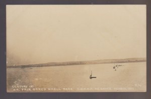 Peoria ILLINOIS RPPC 1911 ROWING BOAT RACE River OARED SHELL PAIRS #4 Regatta IL