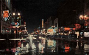 London Ontario Dundas Street Scene Neon Signs Vintage Postcard