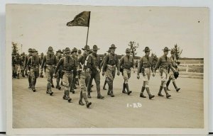 Military Army Co D Marching Little Falls MN c1939 to St Peter Postcard M4