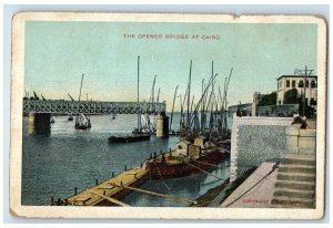 c1905 Boating Near The Opened Bridge at Cairo Egypt Unposted Antique Postcard