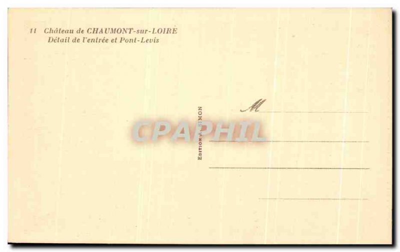 Old Postcard Chateau de Chaumount sur Loire Detail from I & # 39entree and Po...