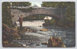 Niagara Falls New York~Bridge from Goat Isle to 3 Sisters Islands~c1910 Postcard