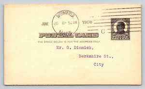 1908 Springfield MA Weeks Trunk & Leather Shop Advertising Postcard McKinley