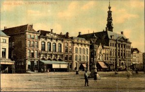 Hertogenbosch Netherlands Great Market c1900-20s Vintage Postcard