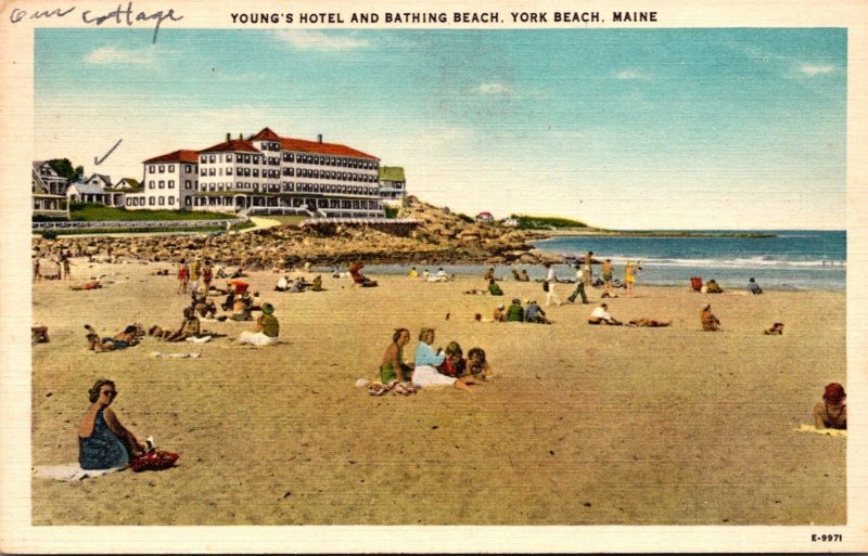 Maine York Beach Young's Hotel and bathing Beach 1950