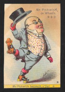 VICTORIAN TRADE CARD 'Mr Pickwick becometh a Star' Skating