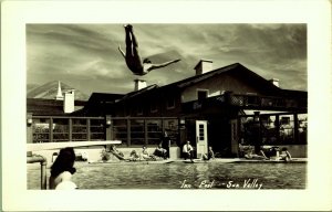 RPPC Man Diving into Pool Sun Valley Inn Idaho Real Photo Postcard
