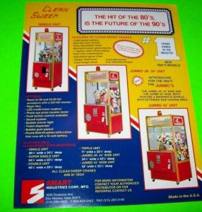 Smart Clean Sweep FLYER Skill Crane 1990s Original Prize Claw Game Art 8.5 x 11