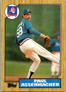 1987 Topps Baseball Card Paul Assenmacher Atlanta Braves sk3095