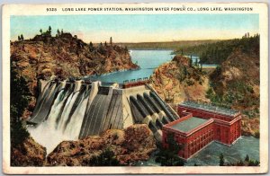 Long Lake Washington WA, Power Station, Washington Water Power Co., Postcard