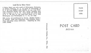 Wilmington Delaware Lord De La Warr Hotel Vintage Postcard AA36833