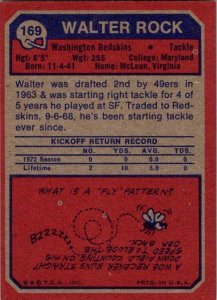 1973 Topps Football Card Walter Rock Washington Redskins sk2414