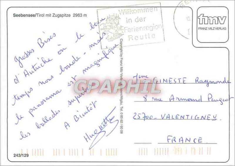 Postcard Modern Tirol Seebensee mit Zugspitze 2963 m
