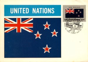 New Zealand, United Nations, postcard, logo, stamp, 32¢ series, Septemb Postcard