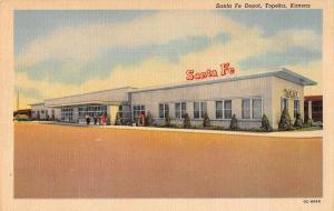 Topeka Kansas Santa Fe Depot Linen Antique Postcard J80910