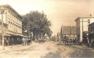 Bucksport ME Main Street Motorcycle Old Cars Store Storefronts RPPC