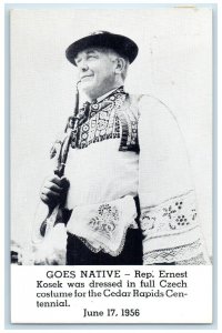 1955 Goes Native Rep. Ernest Kosek Dressed Czech Cedar Rapids Iowa IA Postcard