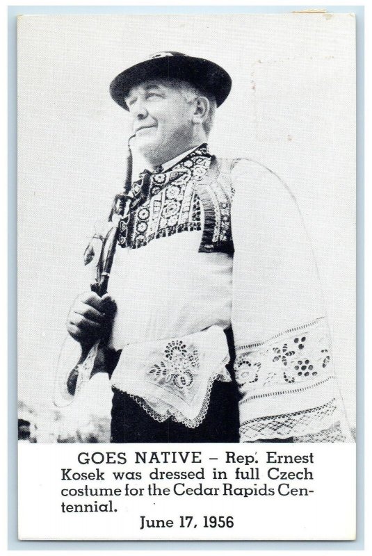 1955 Goes Native Rep. Ernest Kosek Dressed Czech Cedar Rapids Iowa IA Postcard