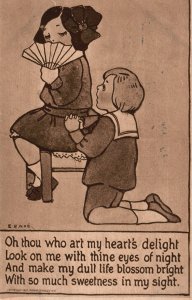Vintage Postcard Little Boy Kneeling Down From Mother Sweet Child Mother & Son