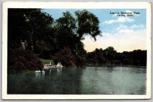 Vtg Omaha Nebraska NE Lagoon Hanscom Park 1920 RPO Cancel Postcard